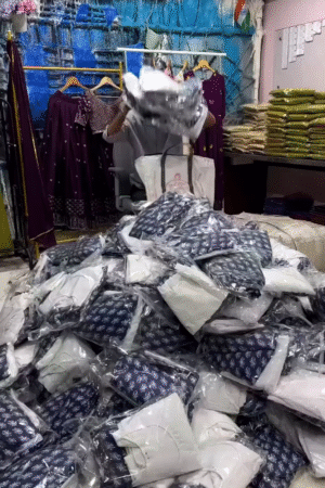 Navy Blue & White Cotton Printed Kurta Set – Everyday Ethnic Elegance for Women