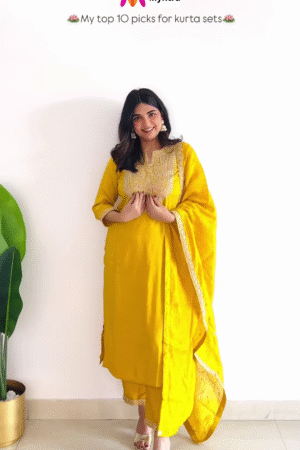 Elegant Yellow Embroidered Kurta Set with Dupatta – Festive & Ethnic Wear