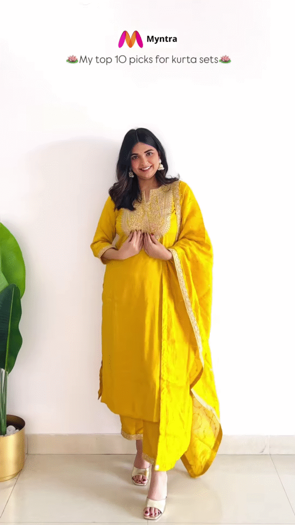 Elegant Yellow Embroidered Kurta Set with Dupatta – Festive & Ethnic Wear
