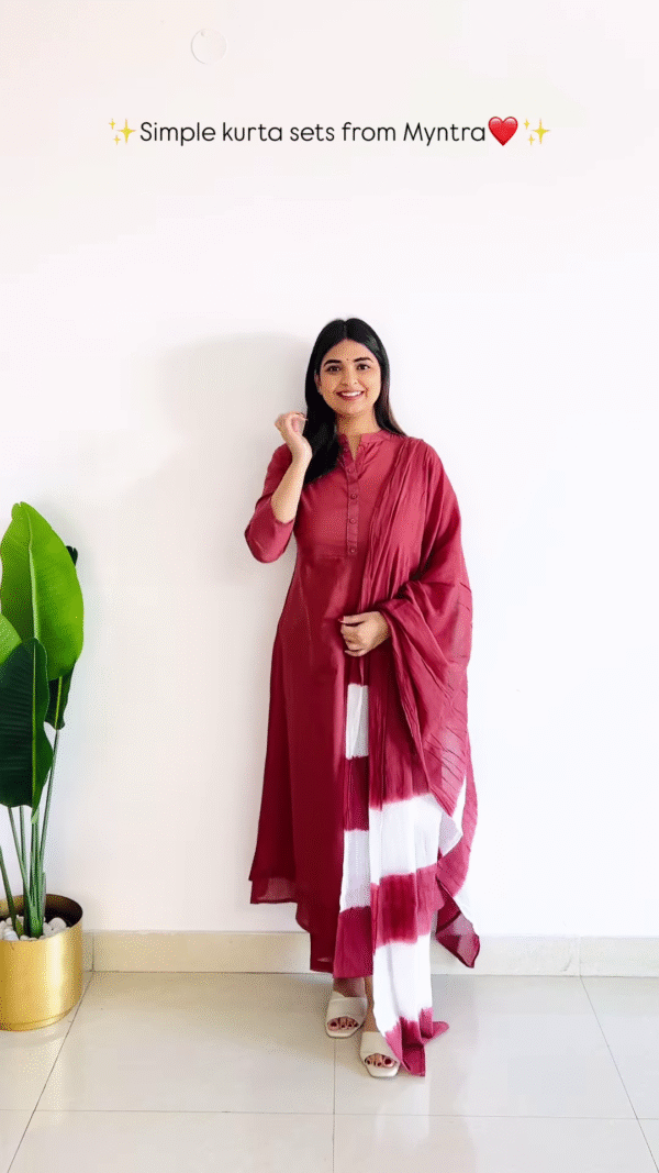 Pink Floral Printed Kurta Set with Dupatta – Elegant & Comfortable Ethnic Wear - Image 3