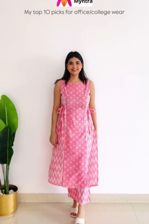 Pink Sleeveless Printed Kurta Set – Chic & Comfortable Ethnic Wear