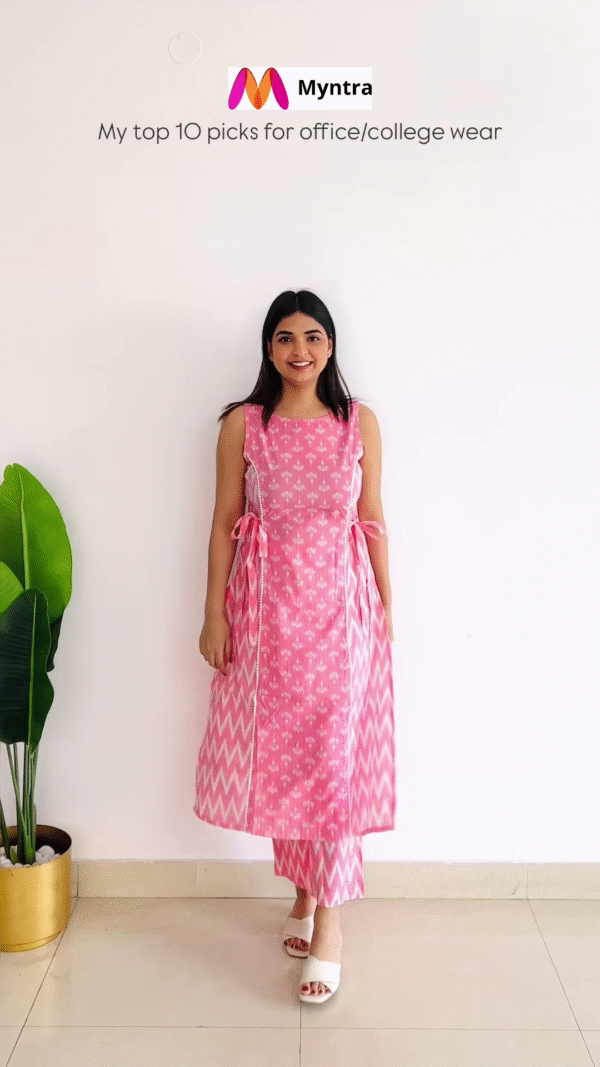 Pink Sleeveless Printed Kurta Set – Chic & Comfortable Ethnic Wear