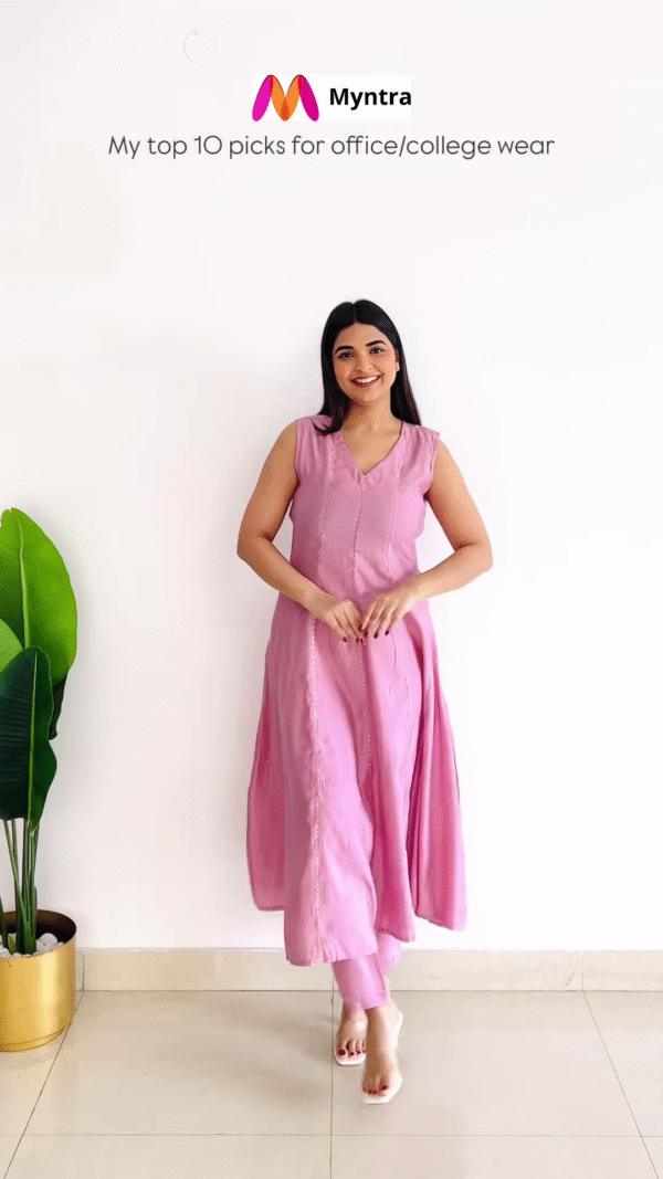 Pink Sleeveless Printed Kurta Set – Chic & Comfortable Ethnic Wear - Image 4