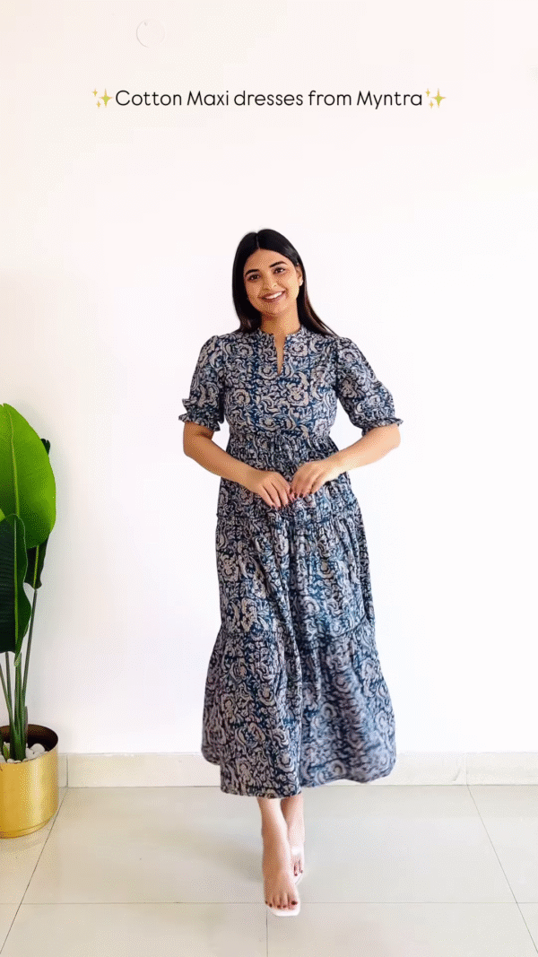 Floral Print Cotton Maxi Dress – Breezy & Elegant Ethnic Wear - Image 3