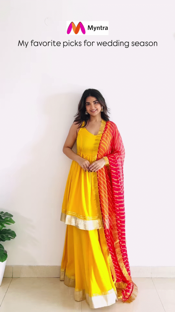 Red Floral Anarkali Kurta Set with Green Dupatta – Wedding Edition - Image 10