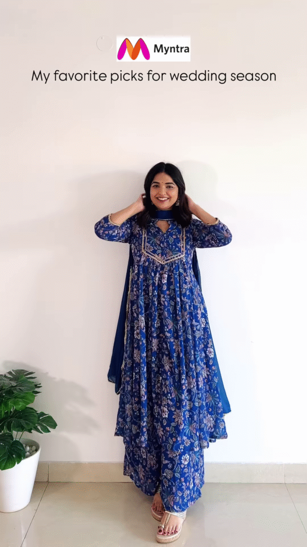 Red Floral Anarkali Kurta Set with Green Dupatta – Wedding Edition - Image 9