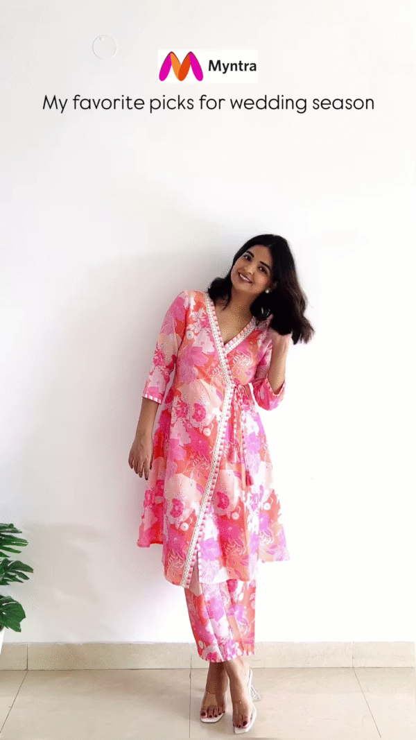 Red Floral Anarkali Kurta Set with Green Dupatta – Wedding Edition - Image 6