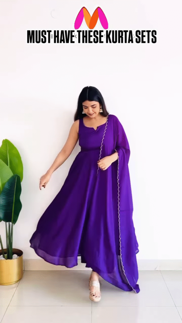Elegant Red Flared Kurta Set with Floral Dupatta – Timeless Grace - Image 5