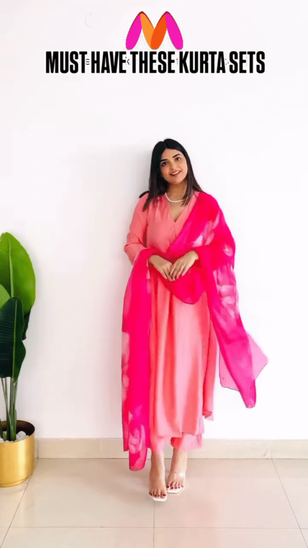 Elegant Red Flared Kurta Set with Floral Dupatta – Timeless Grace - Image 7