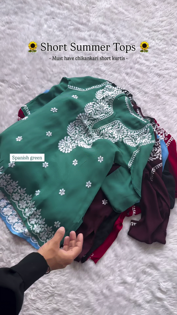 Wine Chikankari Short Kurti – Summer Essential - Image 2
