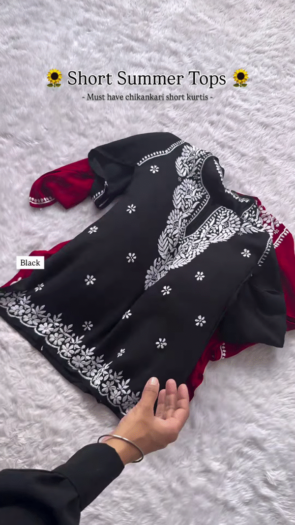 Wine Chikankari Short Kurti – Summer Essential - Image 10