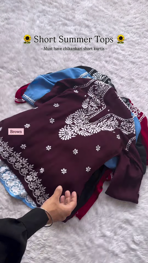 Wine Chikankari Short Kurti – Summer Essential - Image 12
