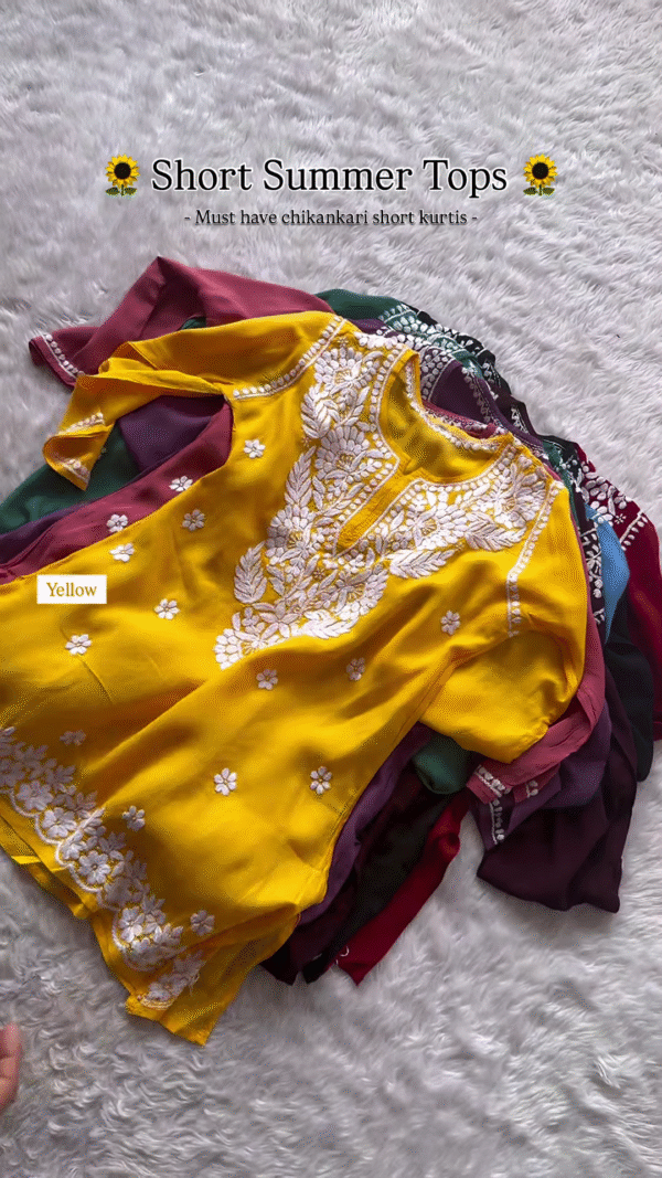 Wine Chikankari Short Kurti – Summer Essential - Image 5