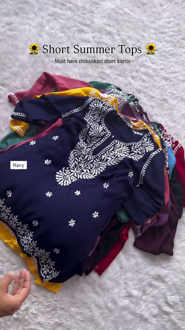 Wine Chikankari Short Kurti – Summer Essential - Image 6