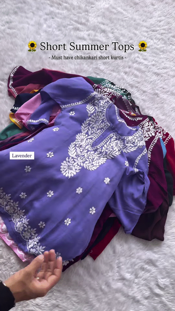 Wine Chikankari Short Kurti – Summer Essential - Image 8