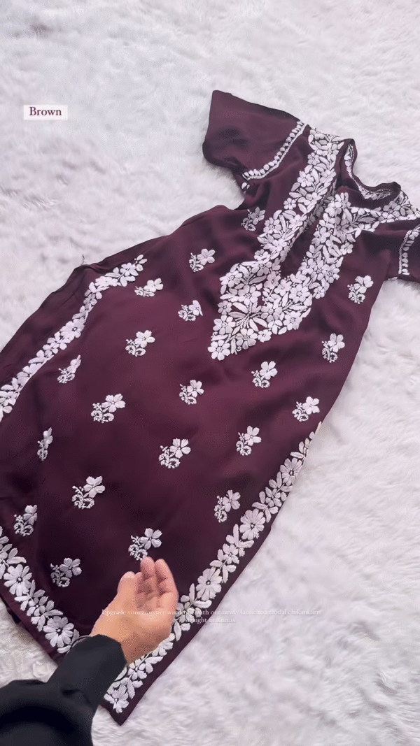 Modal Chikankari Straight-Fit Kurti - Image 3