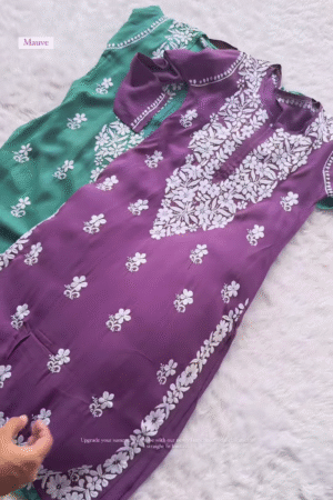 Modal Chikankari Straight-Fit Kurti