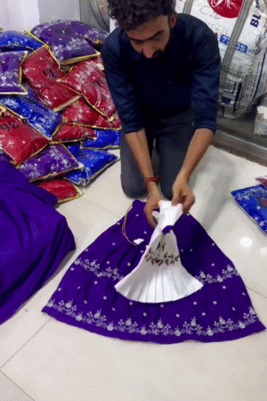 Royal Purple Embroidered Lehenga Set with Elegant White Blouse