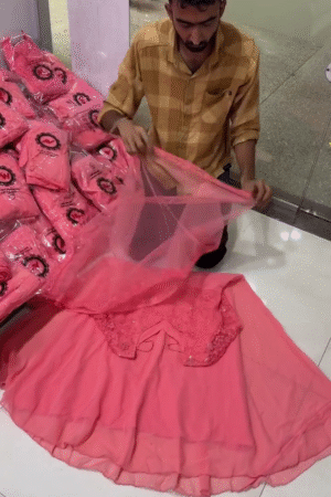 Elegant Peach Embroidered Lehenga Set with Net Dupatta