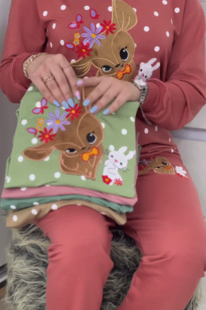 Polka Bunny Cozy Tracksuit – Cute Embroidery, Soft Warmth, All‑Day Comfort 🐰