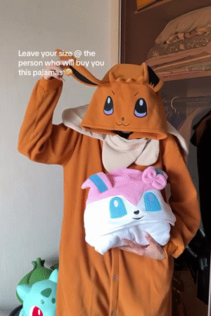 Character Onesie Pajamas 🐾 Cozy Hooded Styles – Eevee, Snorlax & Cartoon Purple