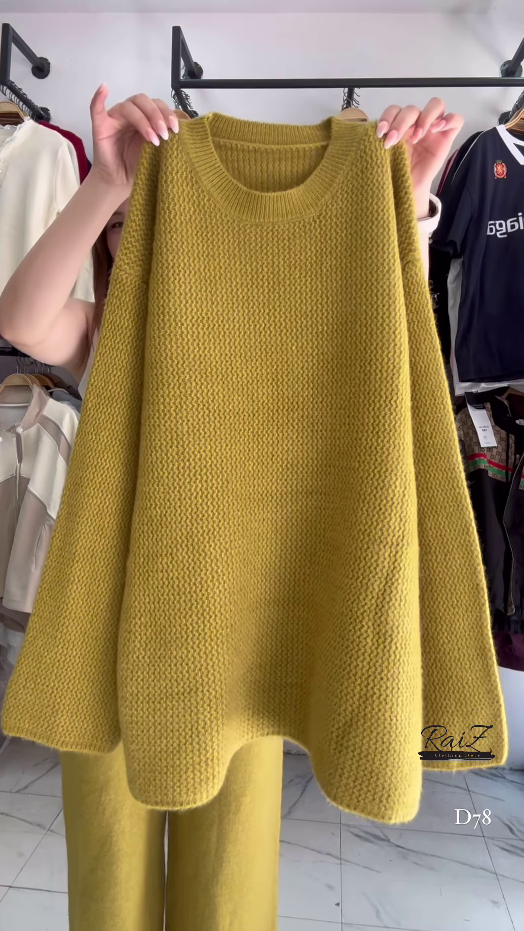 Knit Co-ord Sets π§ΆπΎ With Sweater & Wide-Leg Pants β Yellow, Mustard & Brown Variants - Image 3