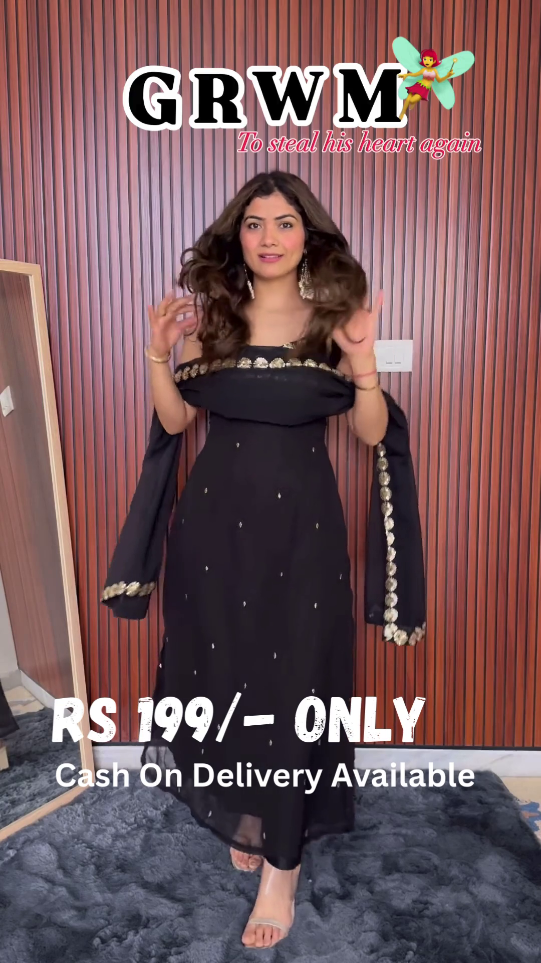 Midnight Elegance Black Anarkali Set – Timeless Grace - Image 2