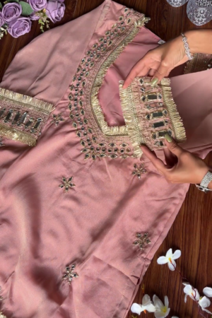 Blush Rose Mirror-Work Designer Kurta Set