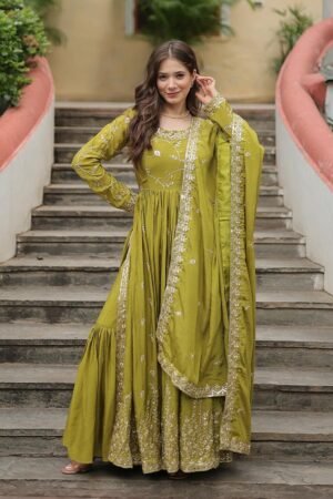 Parrot Color Designer Three Piece Sharara Suit