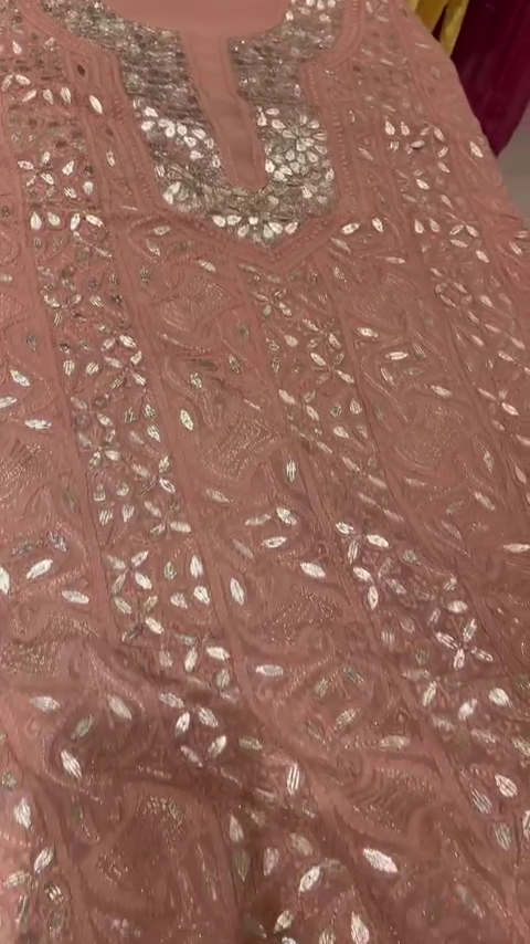 Royal Purple Mirror Work Embroidered Kurta - Image 3