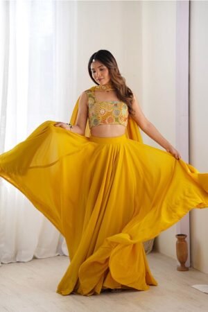 Yellow Color Pure Soft Georgette Lehenga Choli