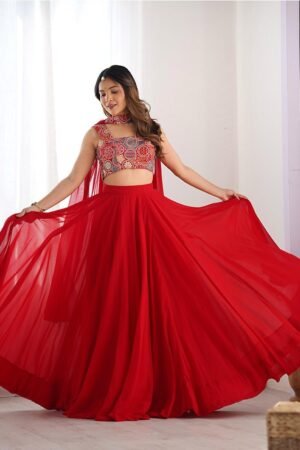 Red Color Pure Soft Georgette Lehenga Choli