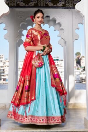 Sky Blue Color Jacquard silk Lehenga Choli