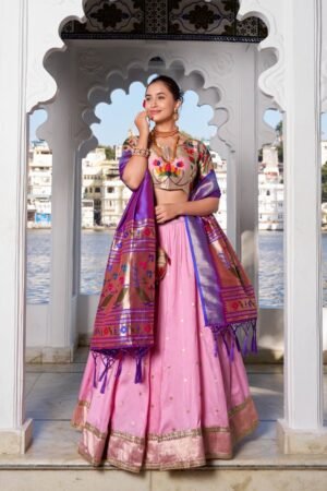 Light Pink Color Jacquard silk Lehenga Choli