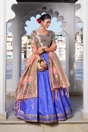 Blue Color Jacquard silk Lehenga Choli