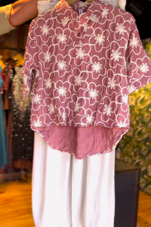 🌸 Mauve Blossom Floral High-Low Co-Ord Set (2-Piece)