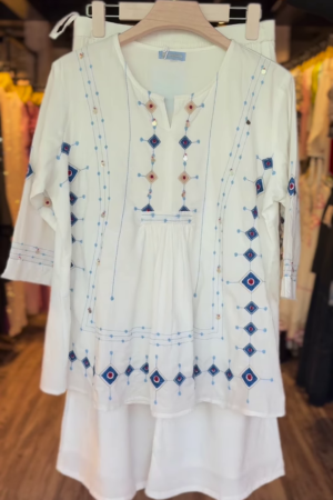 Ivory Mirage – Hand-Embroidered Cotton Co-ord Set